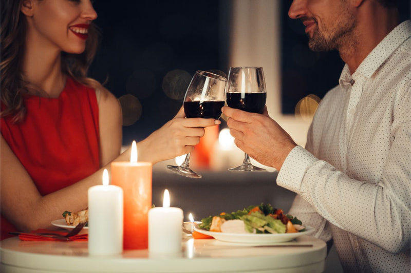 Couple drinking wine on their Valentine's date
