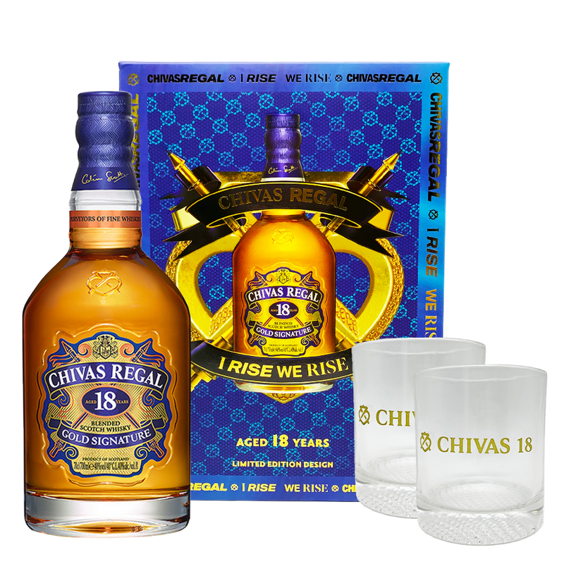 Chivas Regal 18 Year Old  700ml with 2 Limited Edition Glasses VAP 2022