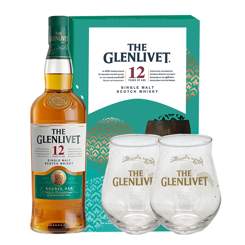The Glenlivet 12 Year Old 700ml with 2 Limited Edition Glasses VAP 2021