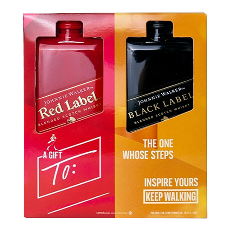 Johnnie Walker Red and Black Label Pocket Scotch 200ml Gifting Kit