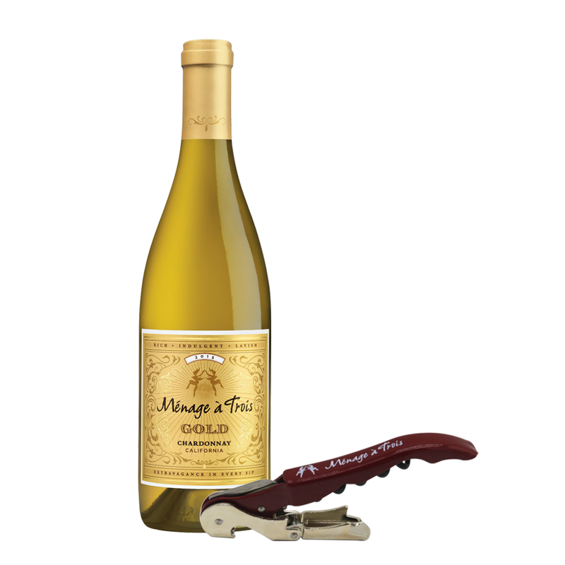 Menage a Trois Gold Chardonnay 750ml with Wine Opener