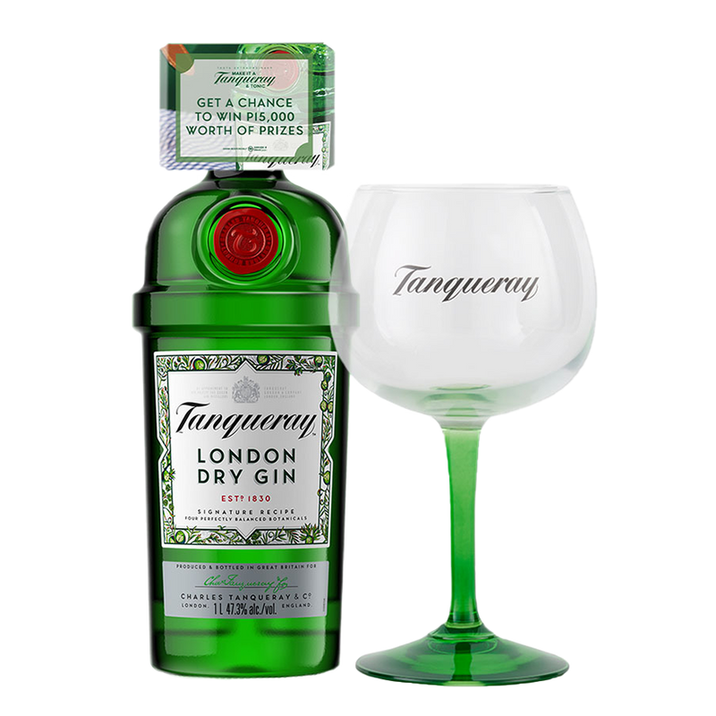 Tanqueray London Dry Gin 750ml with Tanqueray Copa Glass