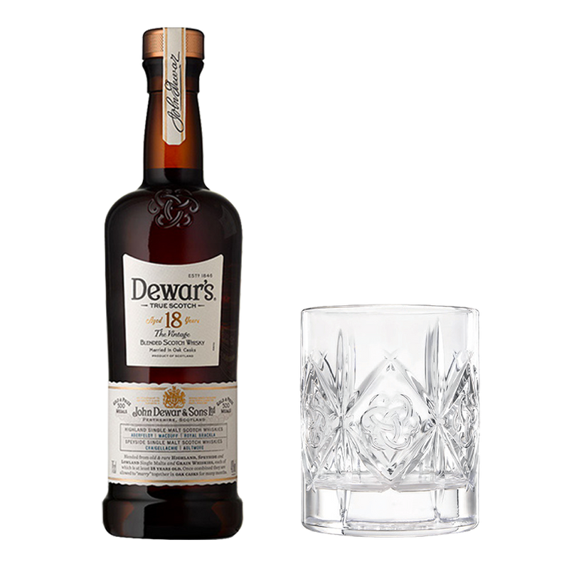 Dewar's 18 Year Old 750ml with Rock Glass