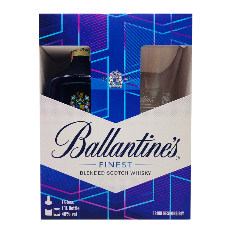 Ballantine's Finest 1L Rock Glass Gift Pack