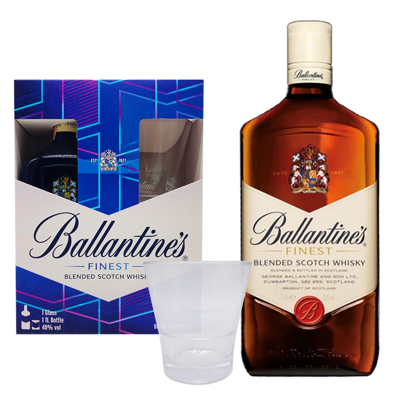Ballantine's Finest 1L Rock Glass Gift Pack