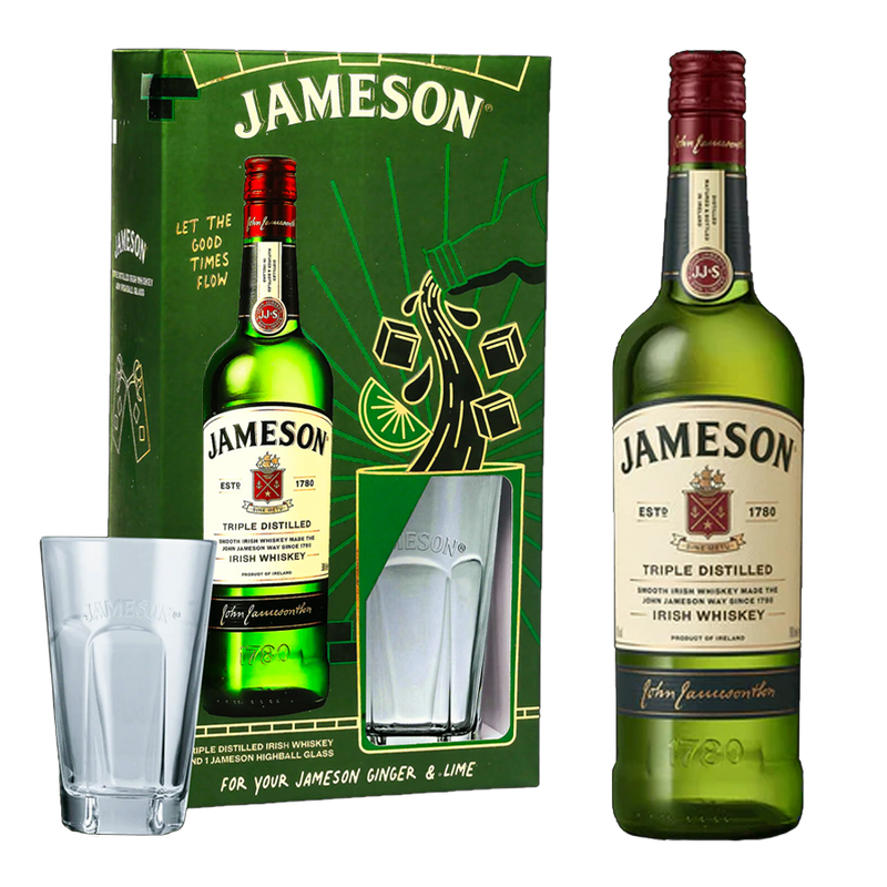 Jameson Irish Whiskey 700ml Highball Glass Pack