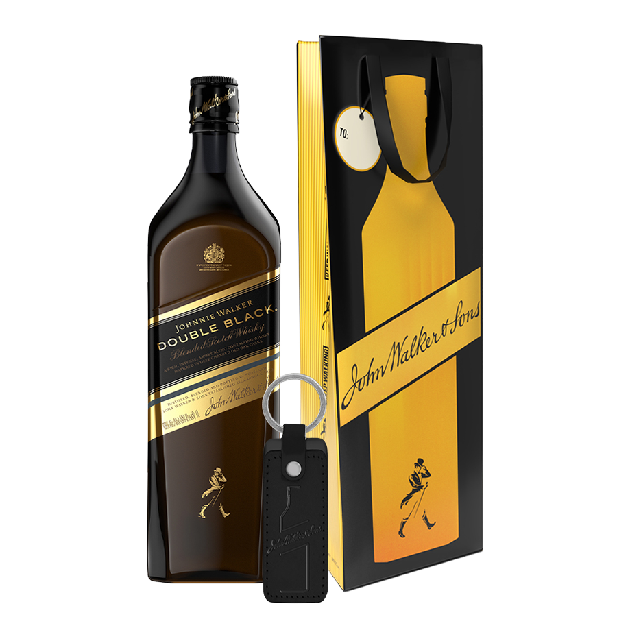 Johnnie Walker Double Black Label 1L with Gift Bag and Keychain