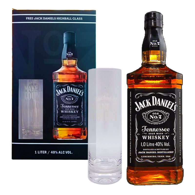 Jack Daniel's Old No. 7 Tennessee Whiskey 1L with Highball Glass