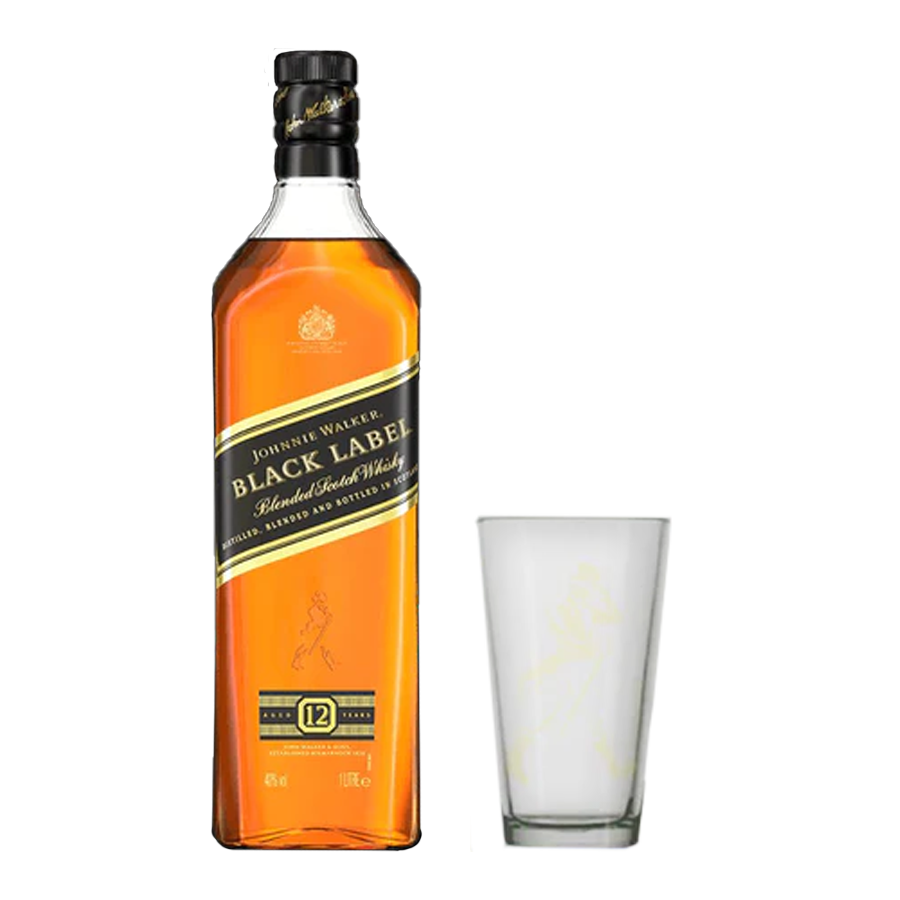Johnnie Walker Black Label 1L with Highball Glass