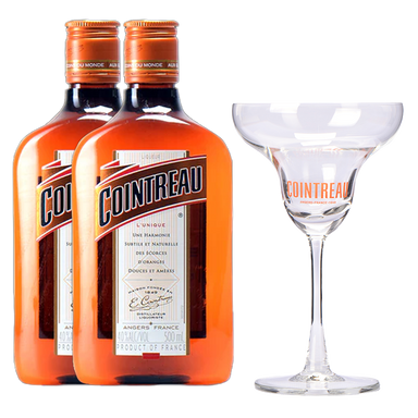 Cointreau 500ml Bundle of 2 with Margarita Glass