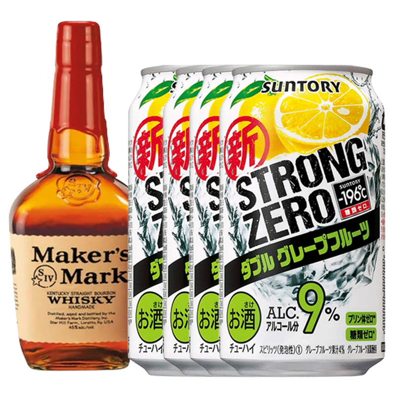 Maker’s Mark 750ml with 4 Cans of Strong Zero Double Grapefruit 350ml