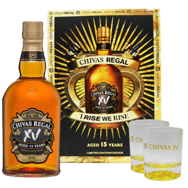 Chivas Regal XV 15 Year Old 700ML with 2 Limited Edition Glasses VAP 2022
