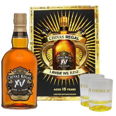 Chivas Regal XV 15 Year Old 700ML with 2 Limited Edition Glasses VAP 2022