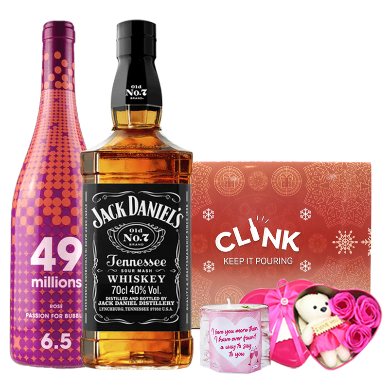 One in a Million Gift Box (49 Millions Rose 750ml and Jack Daniel's Old No.7 Tennessee Whiskey 700ml)