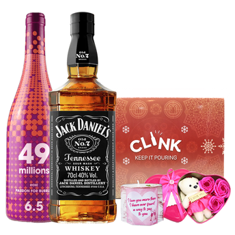 One in a Million Gift Box (49 Millions Rose 750ml and Jack Daniel's Old No.7 Tennessee Whiskey 700ml)
