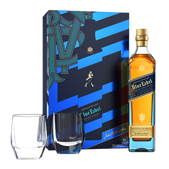 Johnnie Walker Blue Label 750ml Gift Pack with 2 Crystal Glasses