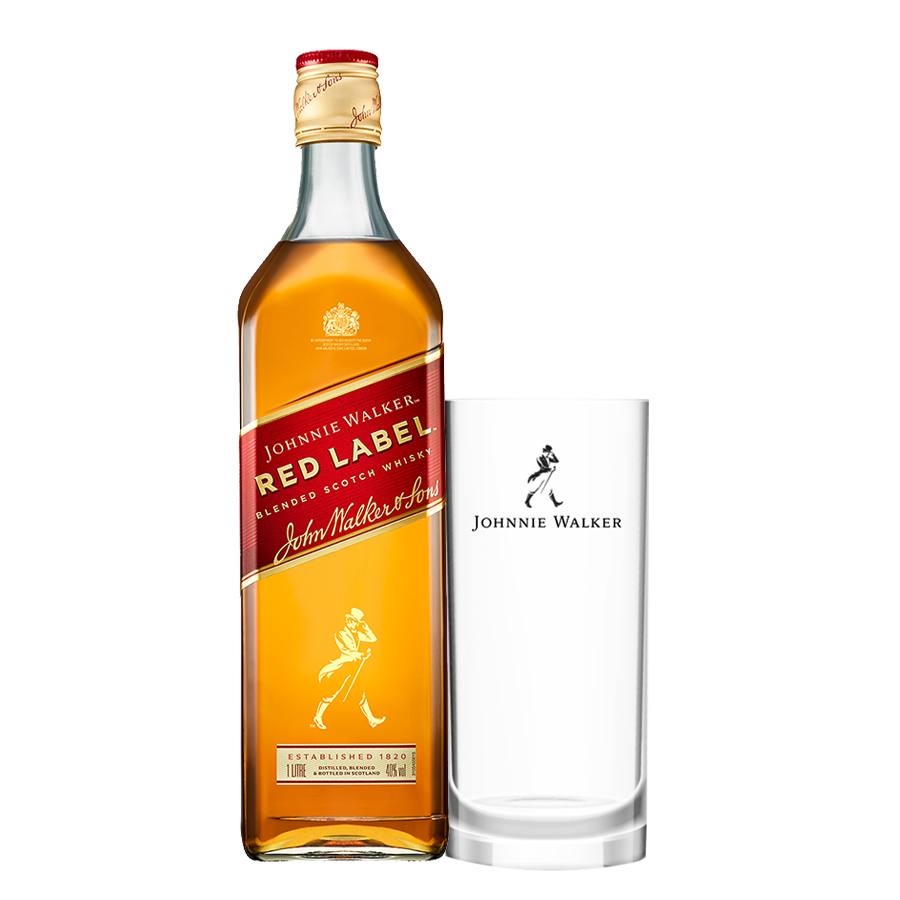 Johnnie Walker Red Label 1L with Highball Glass