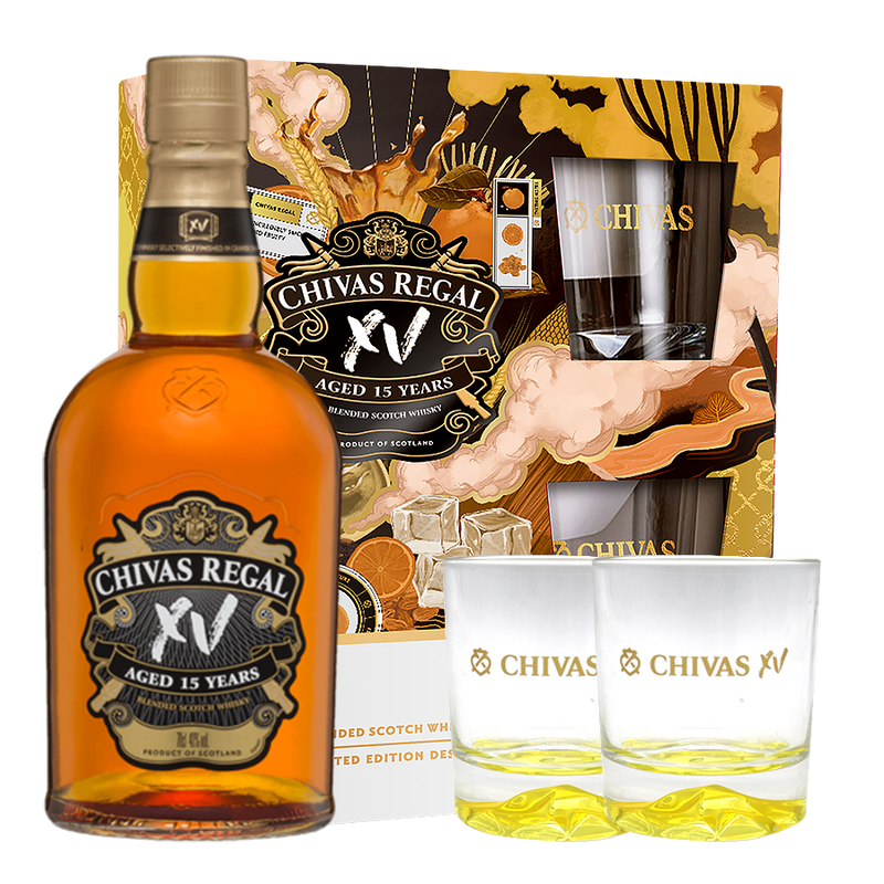 Chivas Regal XV 15 Year Old 700ml with 2 Limited Edition Glasses VAP 2021