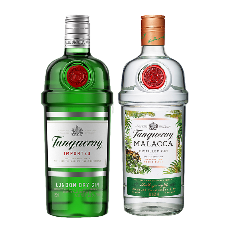 Tanqueray London Dry Gin 750ml and Tanqueray Malacca 1L Bundle of 2
