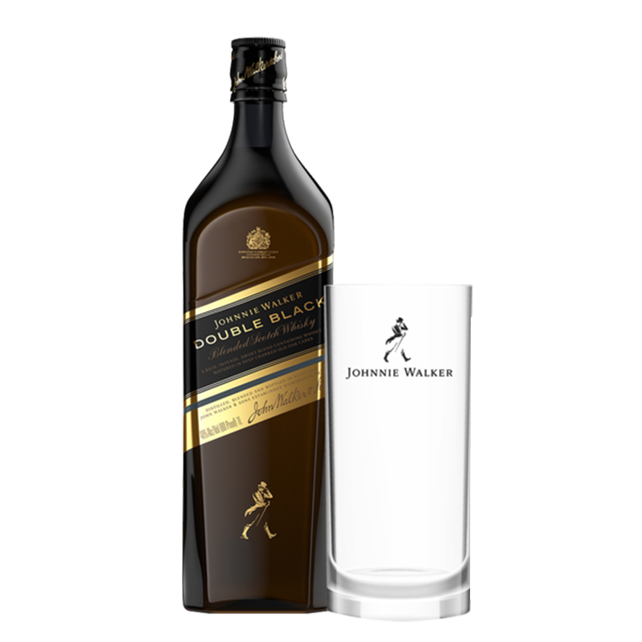 Johnnie Walker Double Black Label 1L with Highball Glass