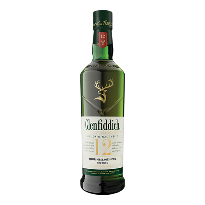 Glenfiddich 12 Year Old 700ml with Personalized Label
