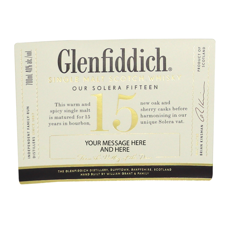 Glenfiddich 15 Year Old 700ml with Personalized Label