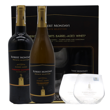 Robert Mondavi Private Selection Bourbon Barrel 750ml Twin Pack with 2 Glasses