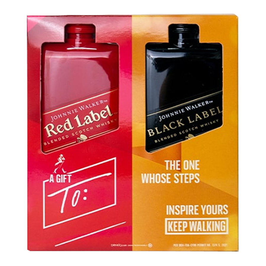 Johnnie Walker Red and Black Label Pocket Scotch 200ml Gifting Kit