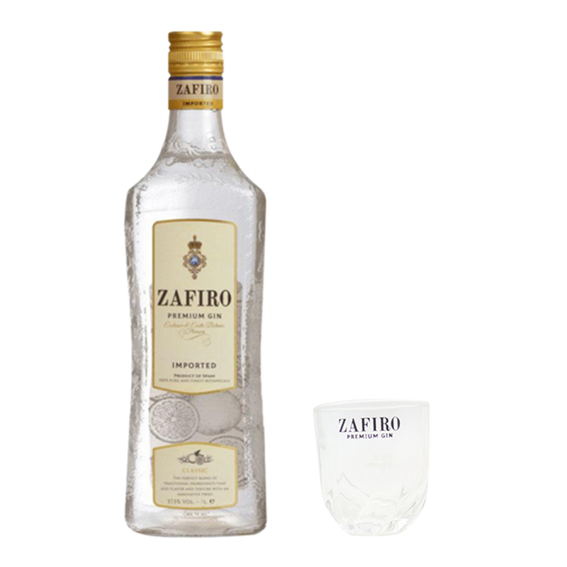 Zafiro Premium Gin 1L with Shot Glass