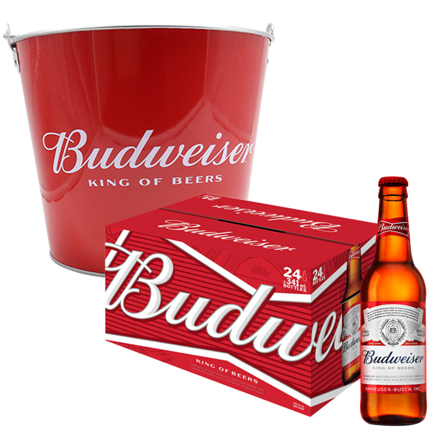 Budweiser Bottle 330ml Case of 24 with Bucket