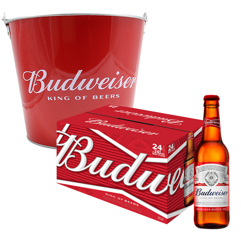 Budweiser Bottle 330ml Case of 24 with Bucket