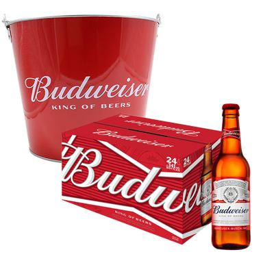 Budweiser Bottle 330ml Case of 24 with Bucket