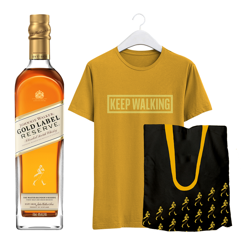 Johnnie Walker Gold Label 750ml with T-Shirt and Tote Bag