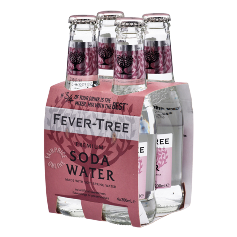 Fever Tree Soda Water Tonic Water 200ml 4-Pack