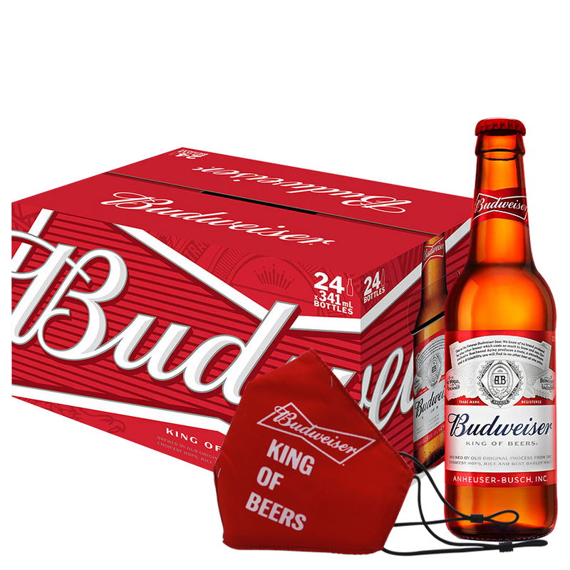 Budweiser Bottle 330ml Case of 24 with Face Mask