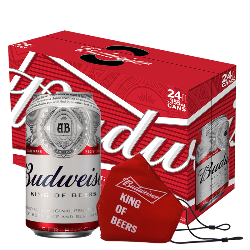 Budweiser Can 330ml Case of 24 with Face Mask