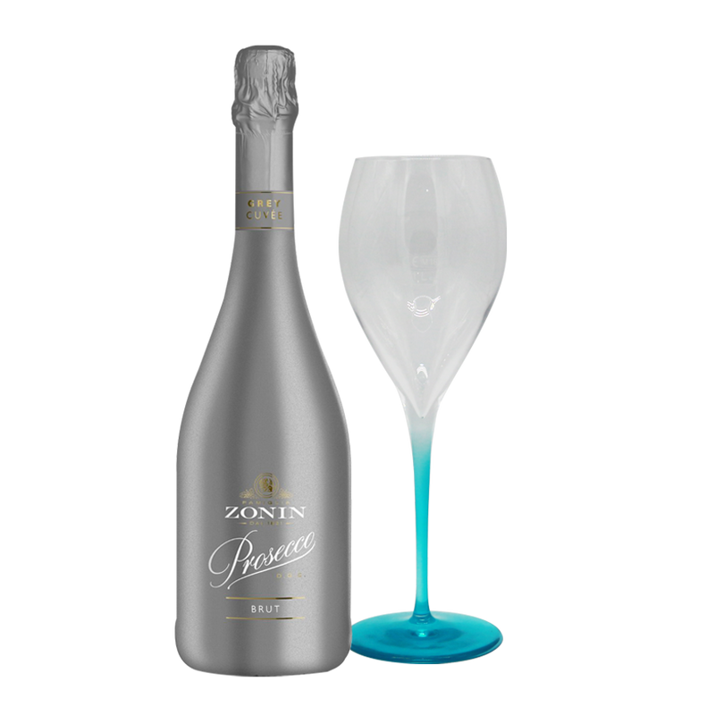 Zonin Prosecco Brut Grey 750ml with Flute Glass