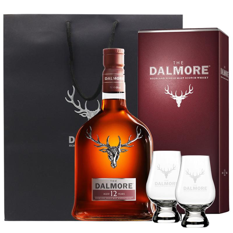 The Dalmore 12 Year Old 700ml with 2 Glasses and Paper Bag