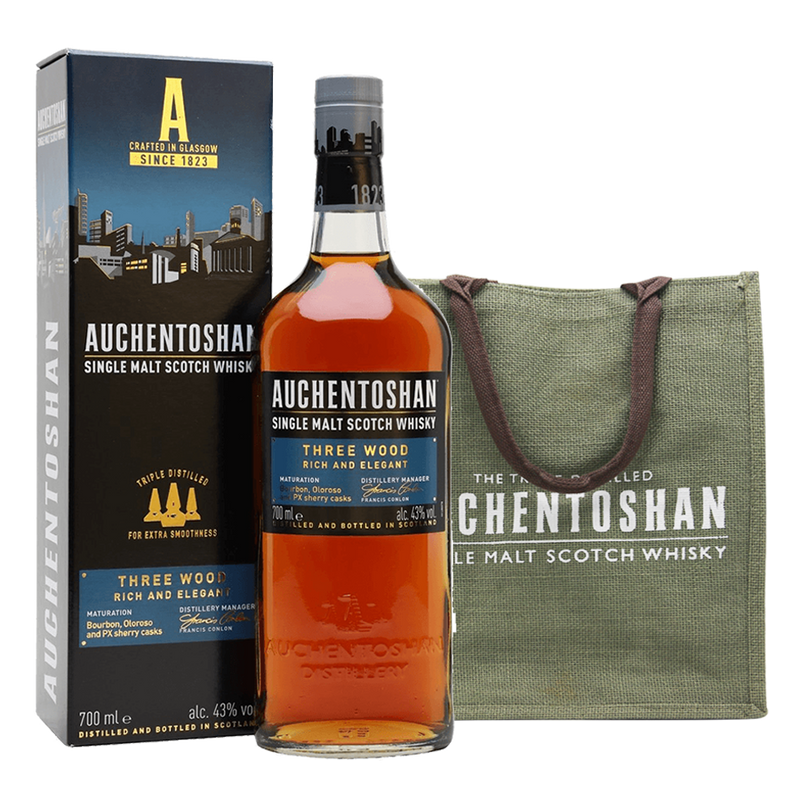 Auchentoshan Three Wood 700ml with Auchentoshan Jute Bag