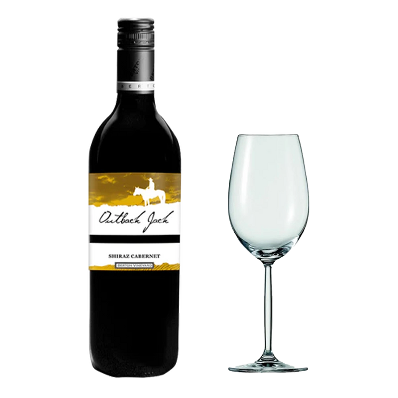 Outback Jack Shiraz Cabernet 750ml with Wine Glass
