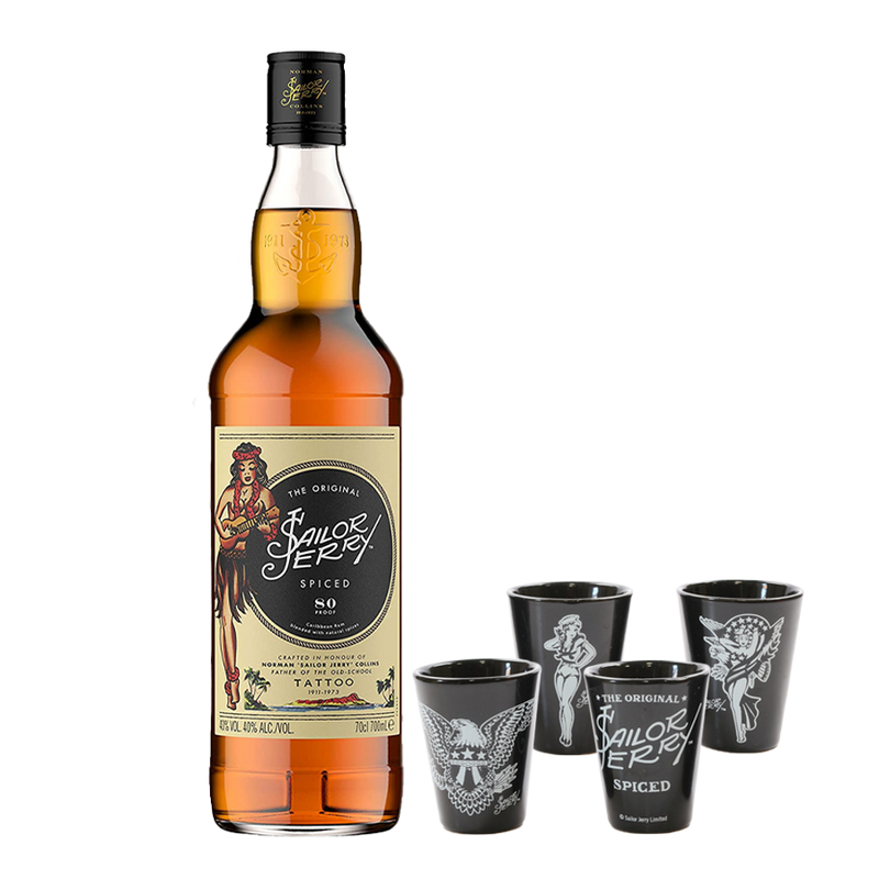 Sailor Jerry 700ML with 4 Shot Glasses