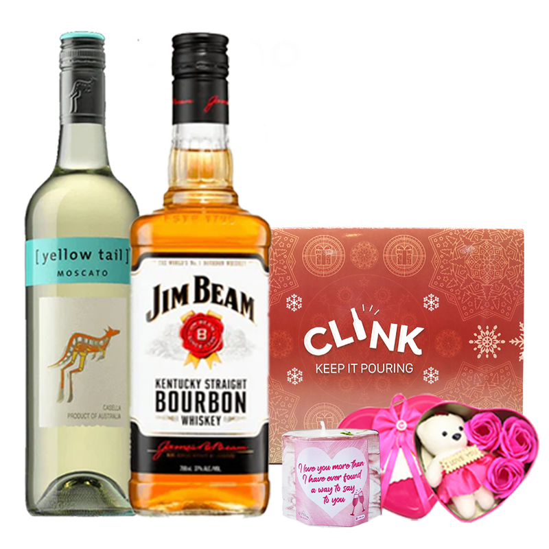 To The Moon and Back Gift Box (Yellow Tail Moscato 750ml and Jim Beam White 750ml)