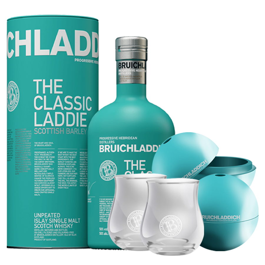 Bruichladdich The Classic Laddie 700ml with 2 Rock Glasses and 2 Ice Molders