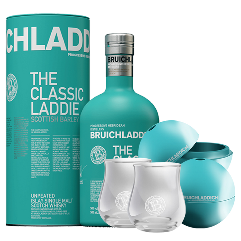 Bruichladdich The Classic Laddie 700ml with 2 Rock Glasses and 2 Ice Molders
