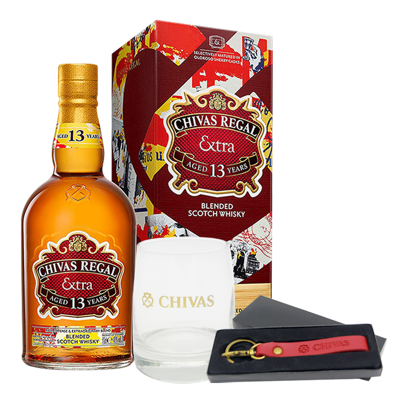 Chivas Regal Extra 13 Year Old Oloroso Sherry Casks 700ml with Keychain and Glass