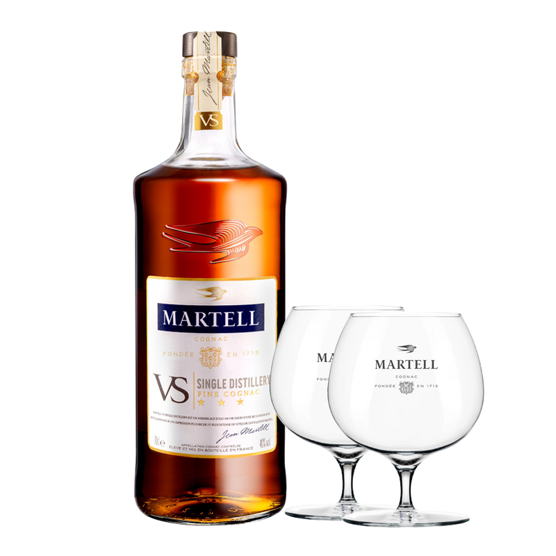 Martell VS Single Distillery 700ml with 2 Glasses