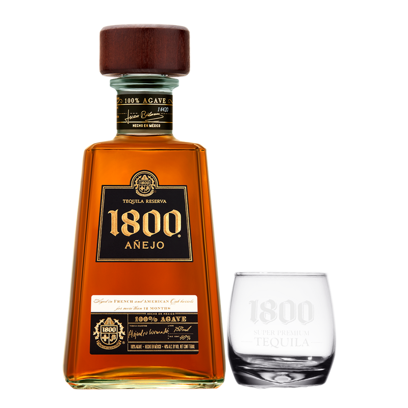 1800 Anejo 700ml with 1800 Dancing Glass