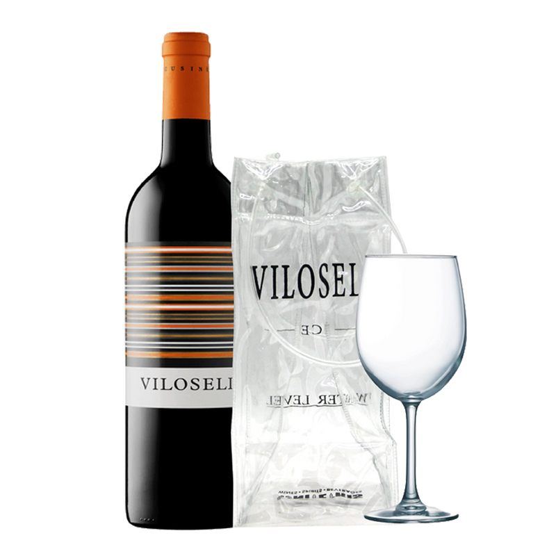 Vilosell 750ml with Vilosell Wine Bag Cooler and Wine Glass