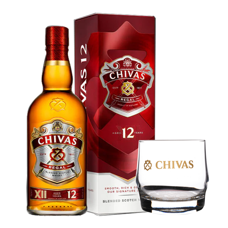 Chivas Regal 12 Year Old 1L with Rock Glass