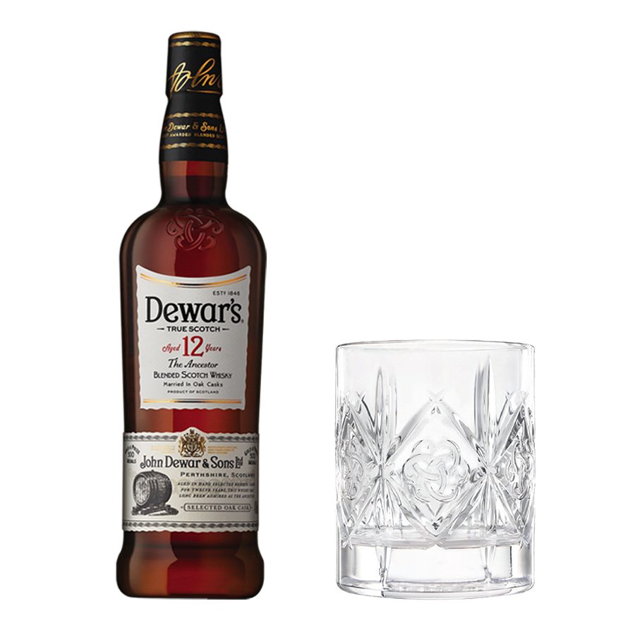 Dewar's 12 Year Old 750ml with Rock Glass